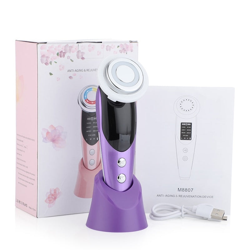 7-in-1 Advanced Face Lift Device - EMS RF Microcurrent Skin Rejuvenation & Anti-Aging Facial Massager with Light Therapy