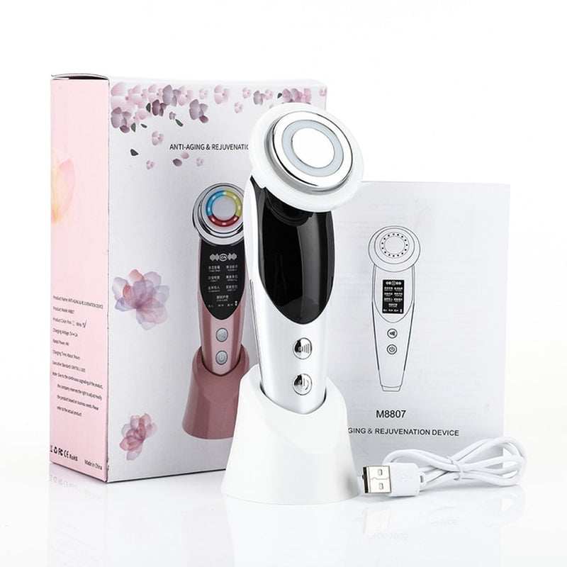 7-in-1 Advanced Face Lift Device - EMS RF Microcurrent Skin Rejuvenation & Anti-Aging Facial Massager with Light Therapy