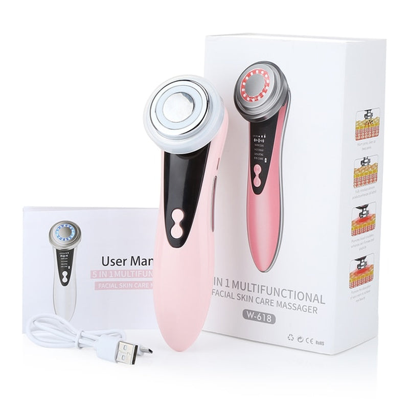 7-in-1 Advanced Face Lift Device - EMS RF Microcurrent Skin Rejuvenation & Anti-Aging Facial Massager with Light Therapy